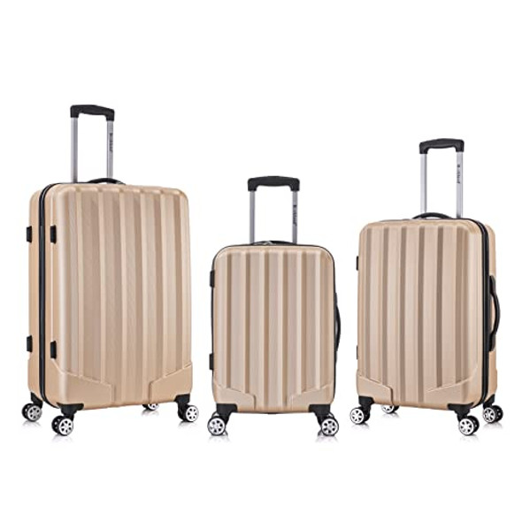ROCKLAND SANTA MONICA HARDSIDE SPINNER WHEEL LUGGAGE, 19", 24", 28" - CHAMPAGNE New