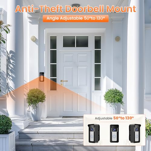 SATISURE VIDEO DOORBELL ANGLE MOUNT 50 TO 130 DEGREE ADJUSTABLE - BLACK
