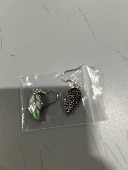 GENERIC SILVER AND WHITE LEAF EARRINGS - SILVER AND WHITE