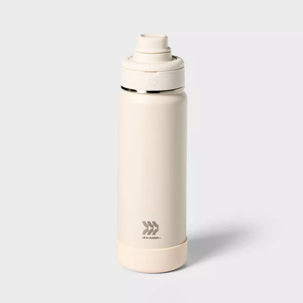 ALL IN MOTION 24OZ STAINLESS STEEL VACUUM INSULATED WATER BOTTLE - CHALK ALL IN MOTION 24OZ STAINLESS STEEL VACUUM INSULATED WATER BOTTLE - CHALK