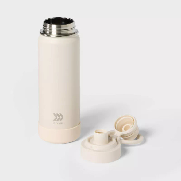 ALL IN MOTION 24OZ STAINLESS STEEL VACUUM INSULATED WATER BOTTLE - CHALK ALL IN MOTION 24OZ STAINLESS STEEL VACUUM INSULATED WATER BOTTLE - CHALK