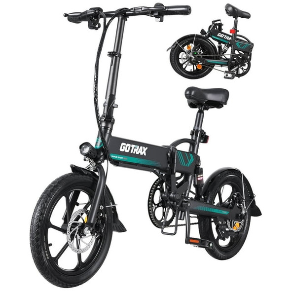 GOTRAX 16" FOLDING EBE1 ADULT ELECTRIC BIKE - 15.5MPH 350W 7 SPEED - BLACK