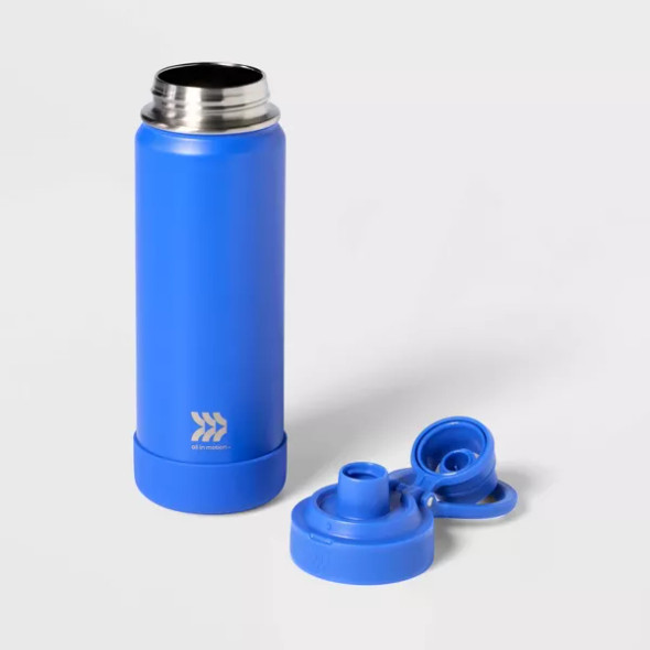 ALL IN MOTION 24OZ STAINLESS STEEL VACUUM INSULATED WATER BOTTLE - COBALT ALL IN MOTION 24OZ STAINLESS STEEL VACUUM INSULATED WATER BOTTLE - COBALT