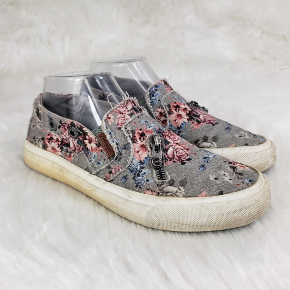 BLOWFISH MALIBU CASUAL SNEAKERS SHOES - SIZE: WOMEN 7 - GRAY PINK FLOWERS BLOWFISH MALIBU CASUAL SNEAKERS SHOES - SIZE: WOMEN 7 - GRAY PINK FLOWERS