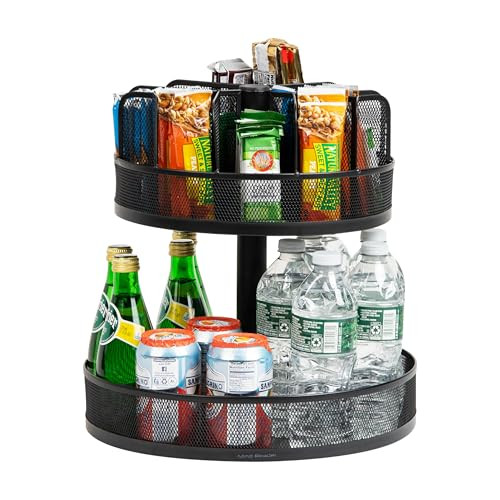 MIND READER 2-TIER SNACK CAROUSEL, COUNTERTOP ORGANIZER SNACKMESH - BLACK