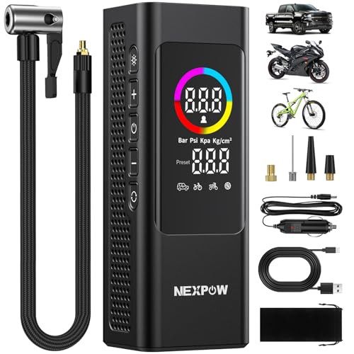 NEXPOW 150 PSI Tire Inflator Portable Air Compressor NP27 - Black