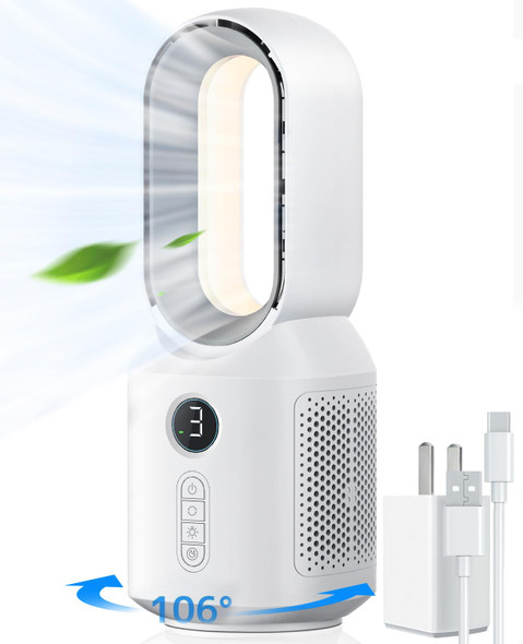 LET'ME DESK FAN 106° OSCILLATING BLADELESS 3 SPEEDS 13" F8 - WHITE/GRAY LET'ME DESK FAN 106° OSCILLATING BLADELESS 3 SPEEDS 13" F8 - WHITE/GRAY