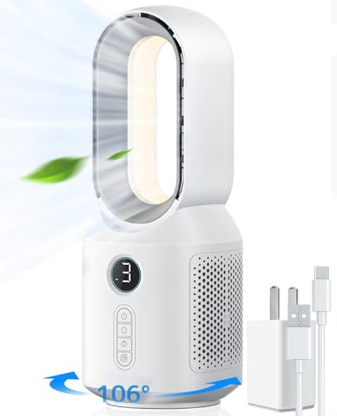 LET'ME DESK FAN 106° OSCILLATING BLADELESS 3 SPEEDS 13" F8 - WHITE/GRAY LET'ME DESK FAN 106° OSCILLATING BLADELESS 3 SPEEDS 13" F8 - WHITE/GRAY