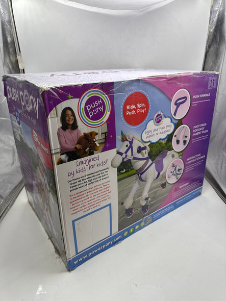 POWER PONY PUSH RIDING TOY 3+ YEARS, 100 LB CAPACITY - WHITE New