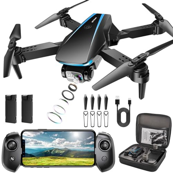 ODDIRE DRONE WITH CAMERA 2 BATTERIES CARRYING CASE PROPELLERS X28 - BLUE