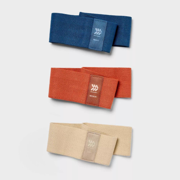 ALL IN MOTION FABRIC ROUND HIP BAND SET - CREAM, BLUE, ORANGE ALL IN MOTION FABRIC ROUND HIP BAND SET - CREAM, BLUE, ORANGE