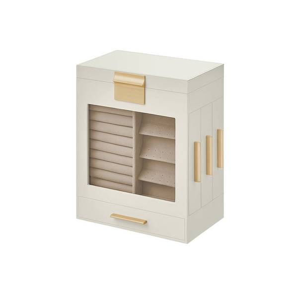 SONGMICS 5-LAYER JEWELRY ORGANIZER 3 SIDE DRAWERS - CLOUD WHITE/METALLIC GOLD SONGMICS 5-LAYER JEWELRY ORGANIZER 3 SIDE DRAWERS - CLOUD WHITE/METALLIC GOLD