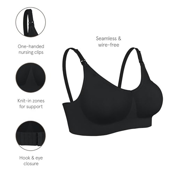 BRAVADO DESIGNS NURSING BRAS BODY SILK SEAMLESS WIRELESS WOMENS XL/TG - BLACK New BRAVADO DESIGNS NURSING BRAS BODY SILK SEAMLESS WIRELESS WOMENS XL/TG - BLACK New