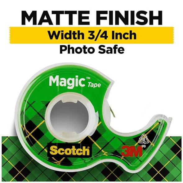 SCOTCH MAGIC TAPE REFILLABLE DISPENSER 3/4" X 300", 3/BOX - CLEAR/GREEN New SCOTCH MAGIC TAPE REFILLABLE DISPENSER 3/4" X 300", 3/BOX - CLEAR/GREEN New