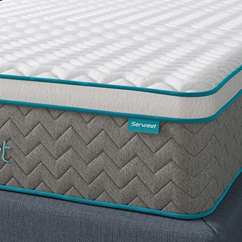 Serweet 12 Inch Bamboo Charcoal Memory Foam Hybrid Full Mattress New