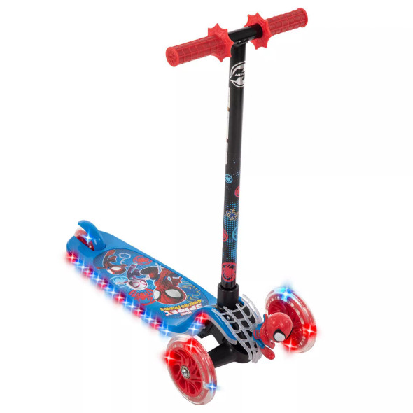 HUFFY MARVEL SPIDEY HIS AMAZING FRIENDS 3-WHEEL SCOOTER LED LIGHTS - RED/BLUE