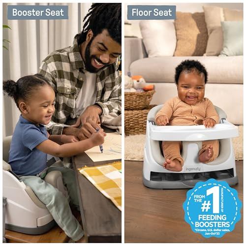INGENUITY BABY BASE 2-IN-1 BOOSTER FEEDING AND FLOOR SEAT SELF-STORING CASHMERE