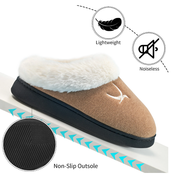 AOMIGOCT MEMORY FOAM WOMEN'S NON SLIP CLOSED TOE SLIPPERS - US 7.5-8.5 - KHAKI AOMIGOCT MEMORY FOAM WOMEN'S NON SLIP CLOSED TOE SLIPPERS - US 7.5-8.5 - KHAKI