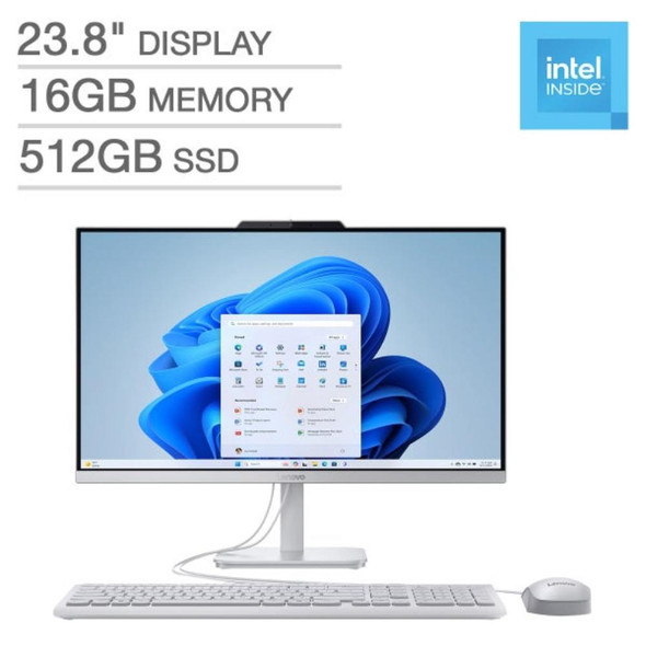 LENOVO A100 AIO 23.8" FHD INTEL N100 16GB RAM 512GB SSD - WHITE LENOVO A100 AIO 23.8" FHD INTEL N100 16GB RAM 512GB SSD - WHITE