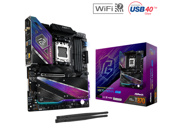 ASRock Phantom Gaming X870 Nova WiFi AM5 AMD X870 ATX Motherboard