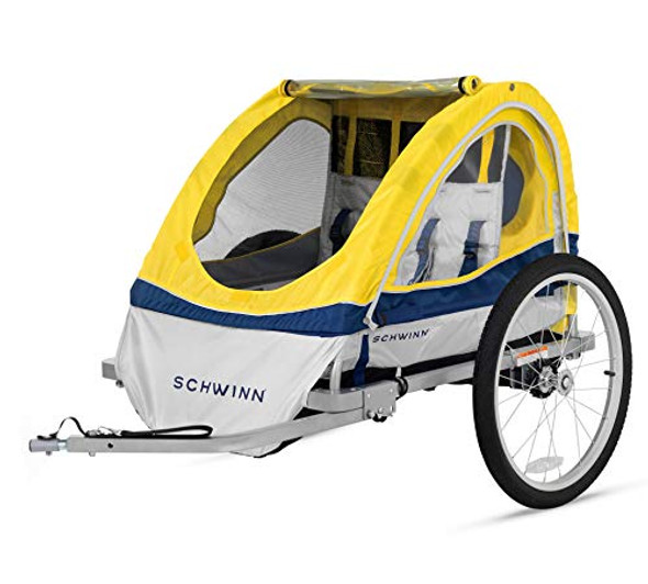 SCHWINN 13-SC677AZ ECHO DOUBLE BIKE TRAILER 16-20-INCH WHEELS - YELLOW New