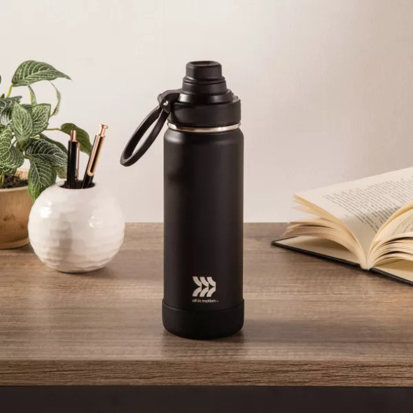 ALL IN MOTION 24OZ VACUUM INSULATED STAINLESS STEEL WATER BOTTLE - BLACK ALL IN MOTION 24OZ VACUUM INSULATED STAINLESS STEEL WATER BOTTLE - BLACK