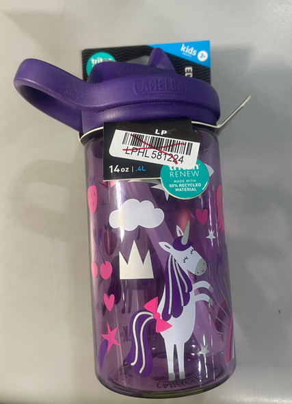 CAMELBAK EDDY UNICORN KIDS TRITAN RENEW WATER BOTTLE, 14 OZ - PURPLE
