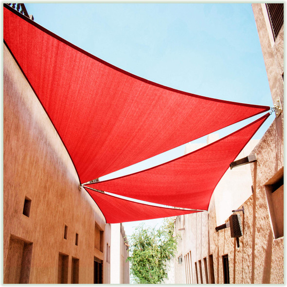 COLOURTREE 24' X 24' X 24' RED TRIANGLE CTAPT24 SUN SHADE SAIL CANOPY MESH - RED COLOURTREE 24' X 24' X 24' RED TRIANGLE CTAPT24 SUN SHADE SAIL CANOPY MESH - RED