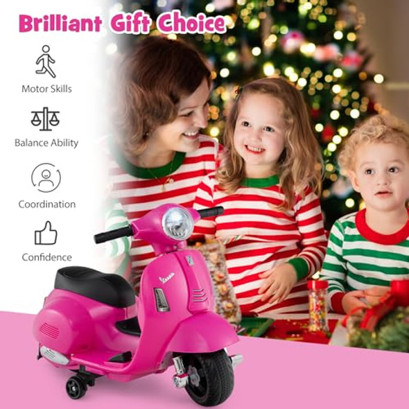 COSTWAY KIDS RIDE ON MOTORCYCLE WITH TRAINING WHEELS 6V BATTERY 26"X20" - PINK COSTWAY KIDS RIDE ON MOTORCYCLE WITH TRAINING WHEELS 6V BATTERY 26"X20" - PINK