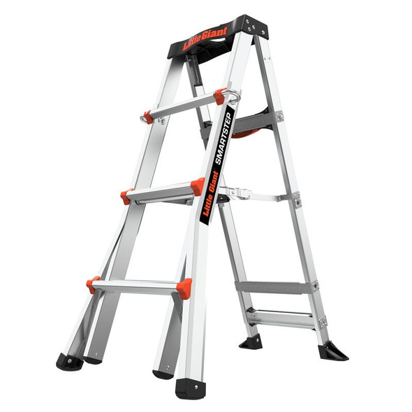 LITTLE GIANT SMARTSTEP 4'-6' MODEL 300 LB RATED ALUMINUM - BLACK /ORANGE LITTLE GIANT SMARTSTEP 4'-6' MODEL 300 LB RATED ALUMINUM - BLACK /ORANGE