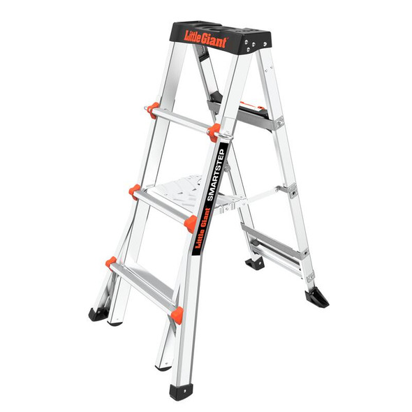 LITTLE GIANT SMARTSTEP 4'-6' MODEL 300 LB RATED ALUMINUM - BLACK /ORANGE LITTLE GIANT SMARTSTEP 4'-6' MODEL 300 LB RATED ALUMINUM - BLACK /ORANGE