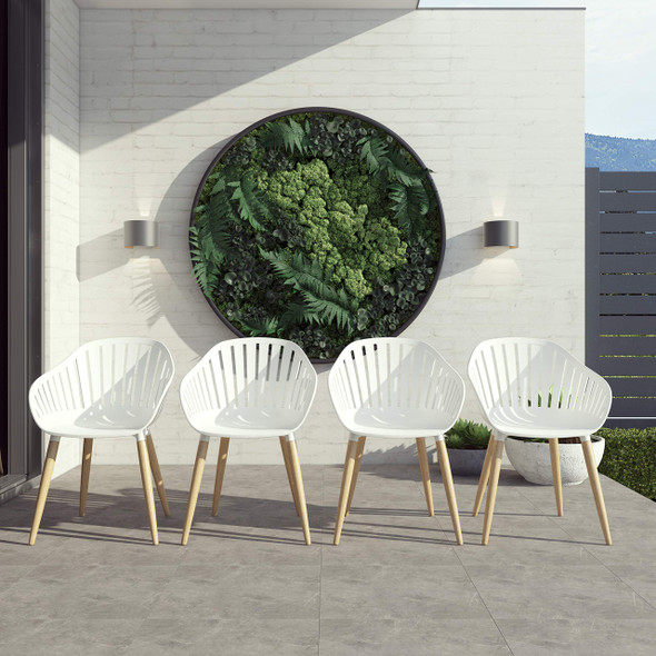 Midtown Concept Brampton Chiavari Outdoor Chairs Set of 4, Light Teak Finish