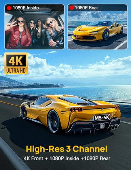ANYSKI 3 CHANNEL 4K DASH CAM FRONT AND REAR INSIDE BUILT-IN 5G WIFI - SILVER ANYSKI 3 CHANNEL 4K DASH CAM FRONT AND REAR INSIDE BUILT-IN 5G WIFI - SILVER