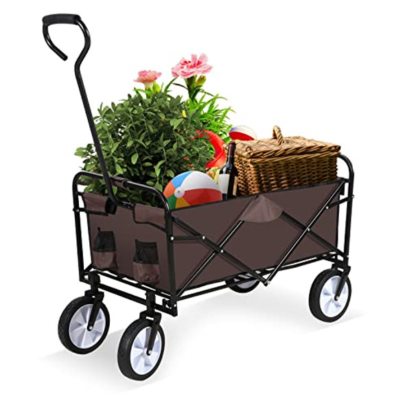 YSSOA ROLLING COLLAPSIBLE GARDEN CART - BROWN YSSOA ROLLING COLLAPSIBLE GARDEN CART - BROWN
