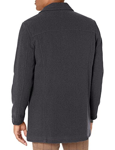 COLE HAAN MEN'S BUTTON UP WOOL PLUSH CAR COAT SIZE: MEN XL - CHARCOAL New