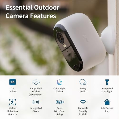 ARLO ESSENTIAL SECURITY CAMERA 2K OUTDOOR-INDOOR 2ND GEN WIRELESS 2 CAMERA