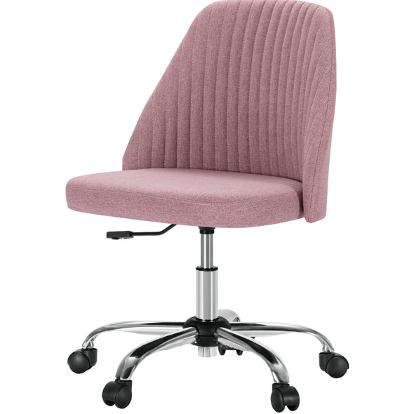 HOMEE ARMLESS OFFICE CHAIR WITH WHEELS ADJUSTABLE HEIGHT 360 SWIVEL - PINK