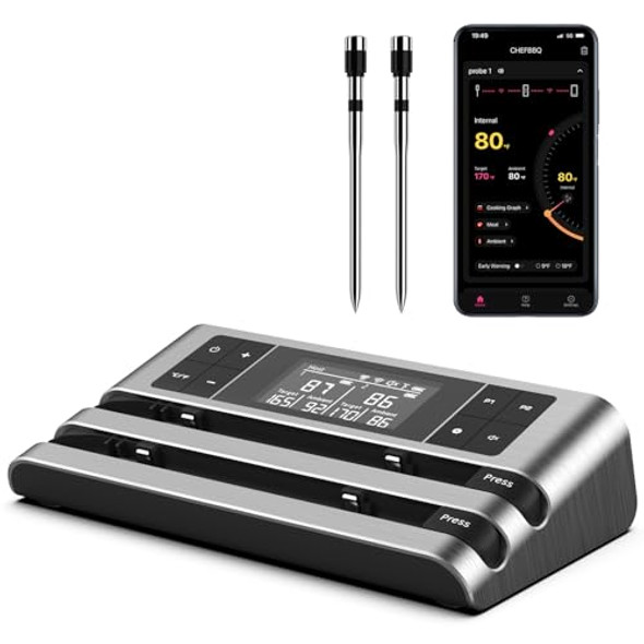DEWJOM WIRELESS SMART MEAT THERMOMETE - GRAY-DUAL PROBE