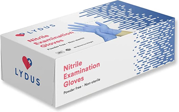 LYDUS 4 MIL LATEX FREE NITRILE TEXTURED FINGER EXAM GLOVES - XL - 90 GLOVES New