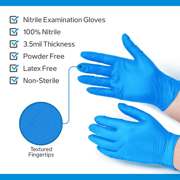 LYDUS 4 MIL LATEX FREE NITRILE TEXTURED FINGER EXAM GLOVES - XL - 90 GLOVES New