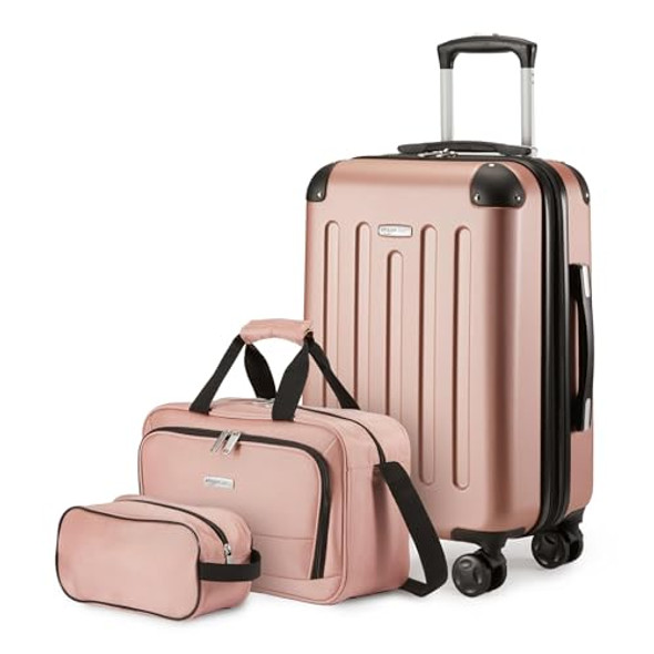 AMAZON BASICS 3-PIECE LUGGAGE SET INCLUDING CARRY-SET 22" HARDSIDE - ROSE GOLD