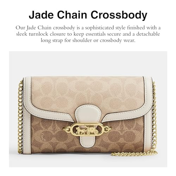 CBQ55-NEW COACH JADE CHAIN CROSSBODY, TAN/SAND/CHALK - TAN New CBQ55-NEW COACH JADE CHAIN CROSSBODY, TAN/SAND/CHALK - TAN New