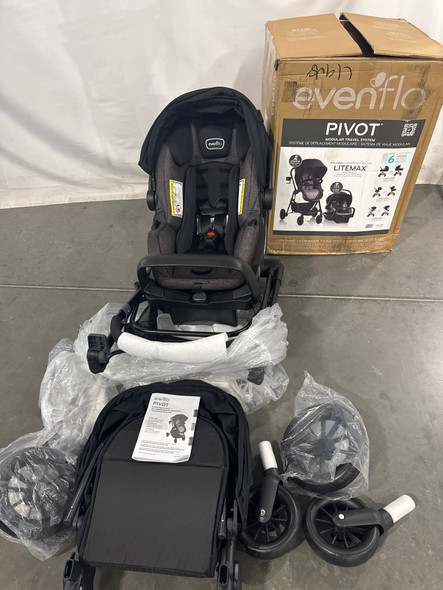 EVENFLO PIVOT MODULAR TRAVEL SYSTEM WITH LITEMAX INFANT CAR SEAT (Casual Gray)