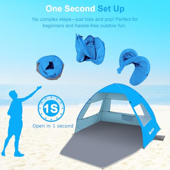Gorich Easy Pop Up Beach Tent for 3-4 Person UPF 50+ UV Protection Umbrella New Gorich Easy Pop Up Beach Tent for 3-4 Person UPF 50+ UV Protection Umbrella New