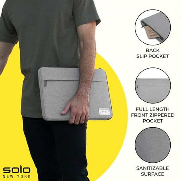 Solo New York LapTop Bag Sleeve for Men & Women - Travel Case, UBN105-10 - Gray New Solo New York LapTop Bag Sleeve for Men & Women - Travel Case, UBN105-10 - Gray New