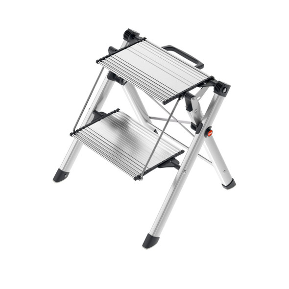 HAILO MINI STEEL STEP STOOL TWO LARGE ANTI-SLIP STEPS - SILVER HAILO MINI STEEL STEP STOOL TWO LARGE ANTI-SLIP STEPS - SILVER