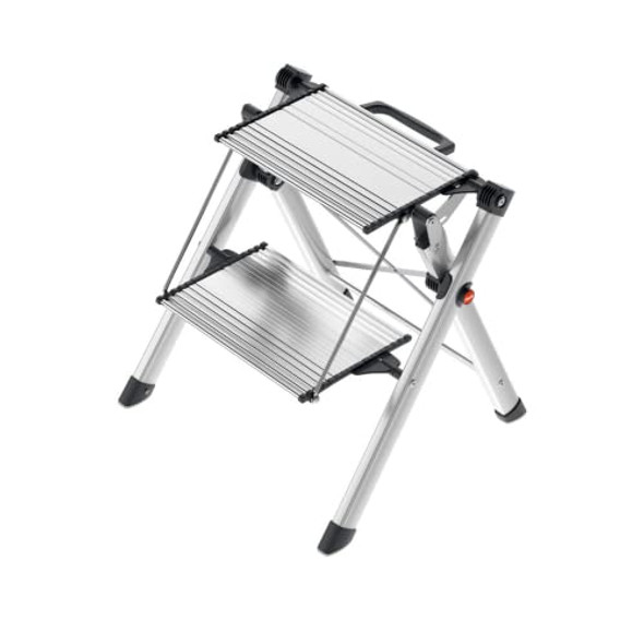 HAILO MINI STEEL STEP STOOL TWO LARGE ANTI-SLIP STEPS - SILVER HAILO MINI STEEL STEP STOOL TWO LARGE ANTI-SLIP STEPS - SILVER