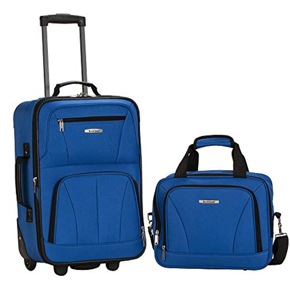 ROCKLAND FASHION SOFTSIDE UPRIGHT LUGGAGE SET, 2 PIECES, (14/19) - BLUE ROCKLAND FASHION SOFTSIDE UPRIGHT LUGGAGE SET, 2 PIECES, (14/19) - BLUE