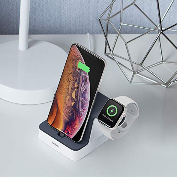 Belkin 2-In-1 Iphone & Apple Watch Charging Dock Powerhouse Charging Station New Belkin 2-In-1 Iphone & Apple Watch Charging Dock Powerhouse Charging Station New