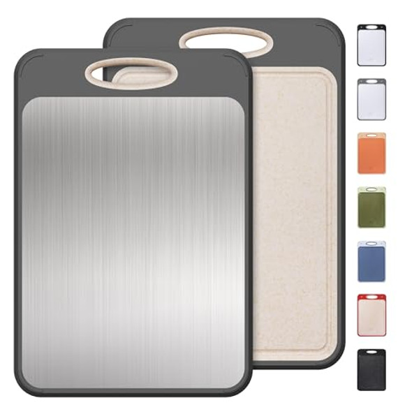 SOCISEN STAINLESS STEEL CUTTING BOARD, DOUBLE SIDED FOOD GRADE - Dark Gray New SOCISEN STAINLESS STEEL CUTTING BOARD, DOUBLE SIDED FOOD GRADE - Dark Gray New
